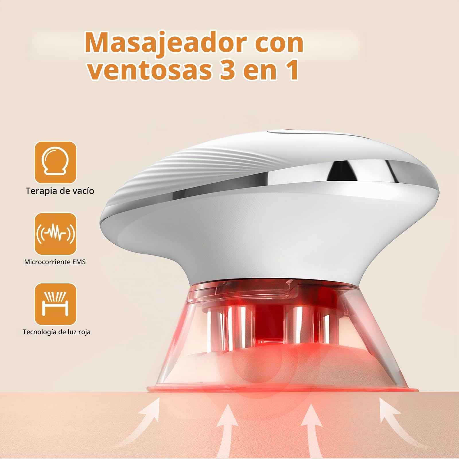 MYCARBON 3 En 1 Masajeador Eléctrico de Ventosas Anticelulitico | 3 Niveles de Succión, EMS, Luz Roja, Reafirma para Rostro, Abdomen, Brazos y Piernas