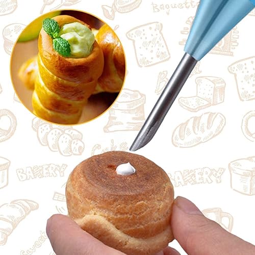 Miniatura 7 de 30 moldes de cuerno de crema, kit de tubos de forma de canoli, acero inoxidable, 20 piezas en forma de cono y 10 moldes para hornear en forma