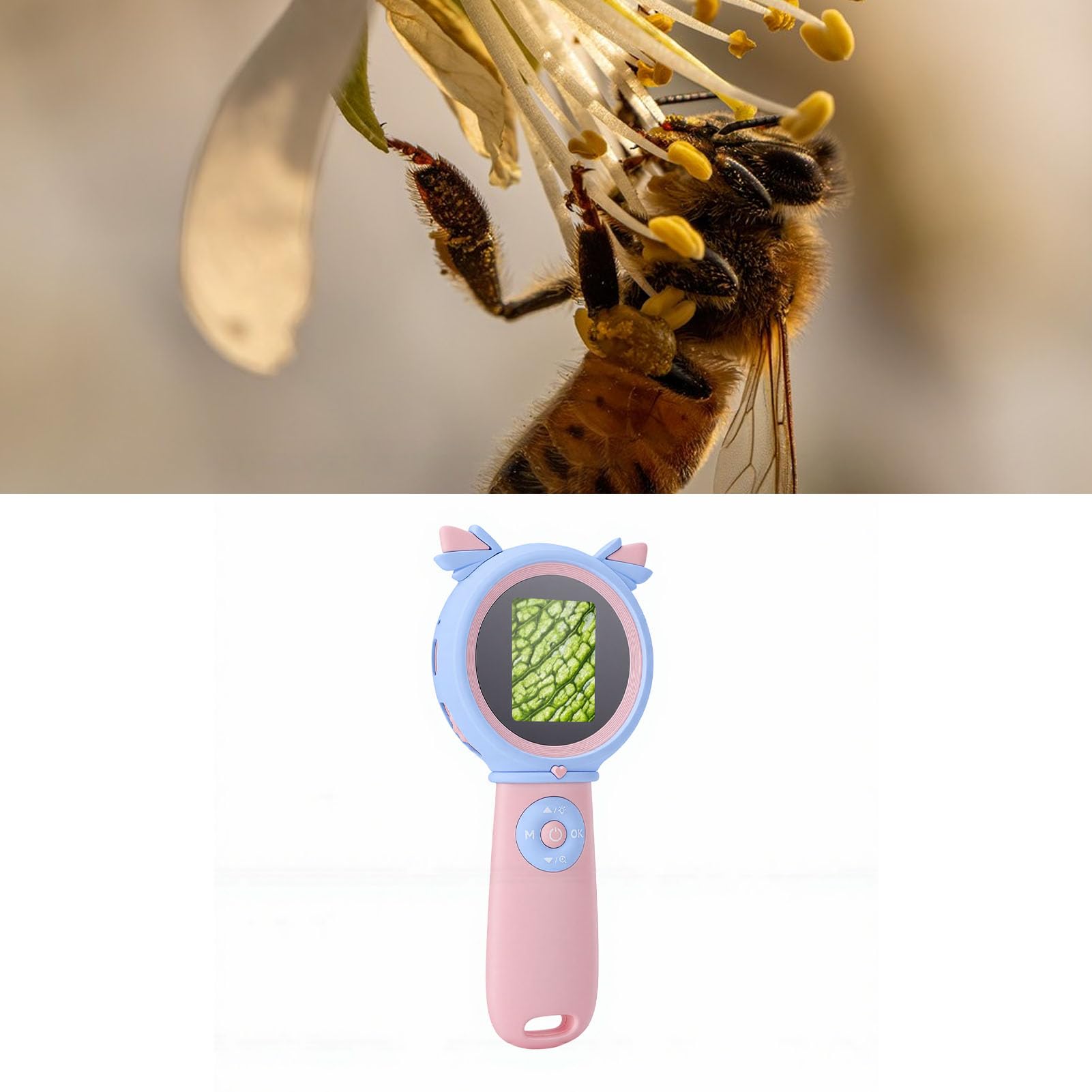Generic Microscopio Digitale per Bambini con Schermo da 2 Pollici Strumento Educativo Portatile per Giovani Scienziati (PINK)