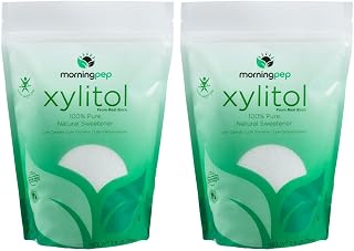 PACK of 2 Morning Pep Pure Birch Xylitol (Keto Diet Friendly) Sweetener 2.5 LB (Not From Corn) NON GMO - KOSHER - GLUTEN FREE - PRODUCT OF USA. Total 5 Lbs (80 OZ)