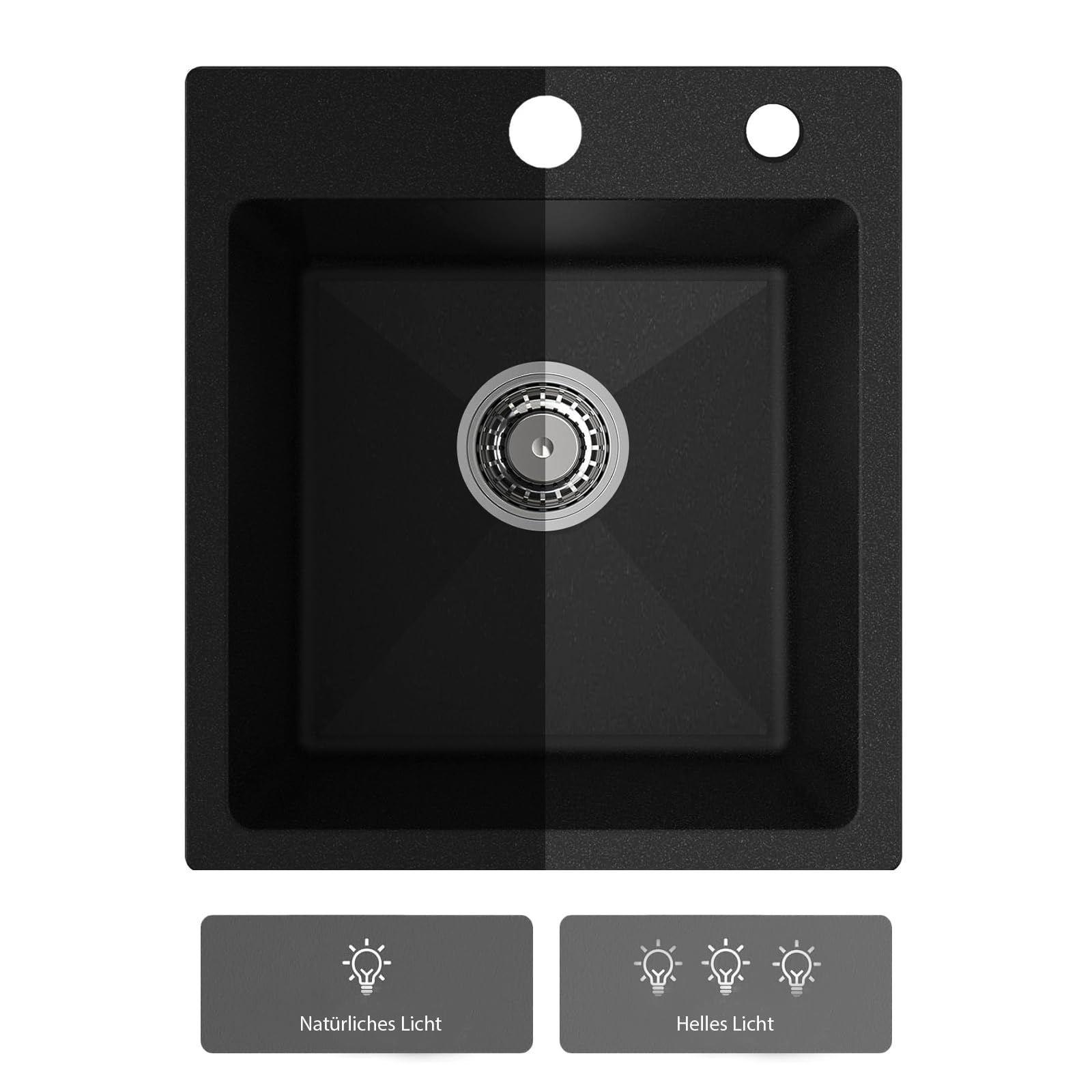 304(V2A) Edelstahl Küche Spülbecken Set 40x45cm Nano-Beschichtung | Küchenspüle mit Drehbare Ausziehbar Wasserhahn Ablaufgarnitur Stöpsel Siphon Gemüsesieb Seifenspender Sorgenfreies Set