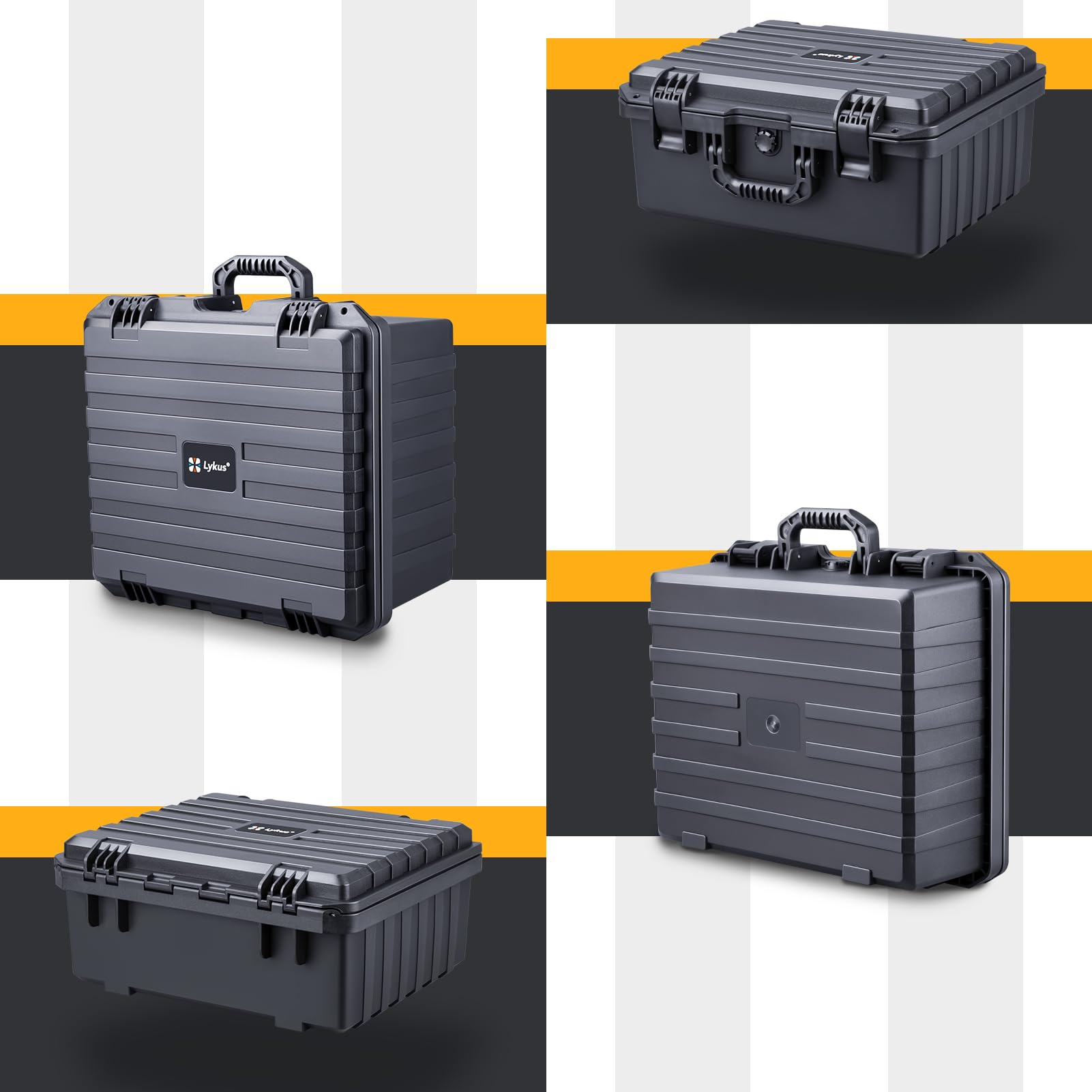 Lykus HC-4020 Custodia/Valigia/Case rigida impermeabile con schiuma personalizzabile, Dimensioni interne 40,5x33,4x17,8 cm, Adatto per laptop, dispositivi elettronici e altro ancora