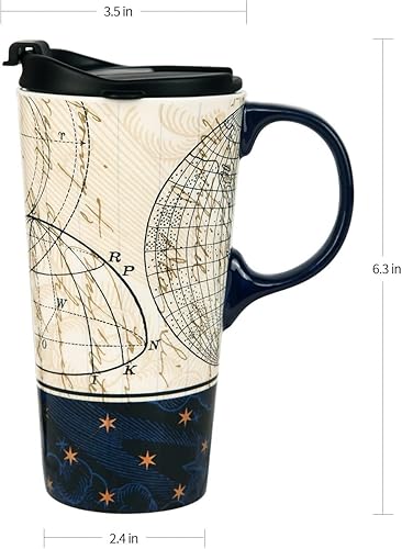 Miniatura 3 de Topadorn Taza de viaje de cerámica y taza de café 17 oz. con mango y caja de color, Starstruck