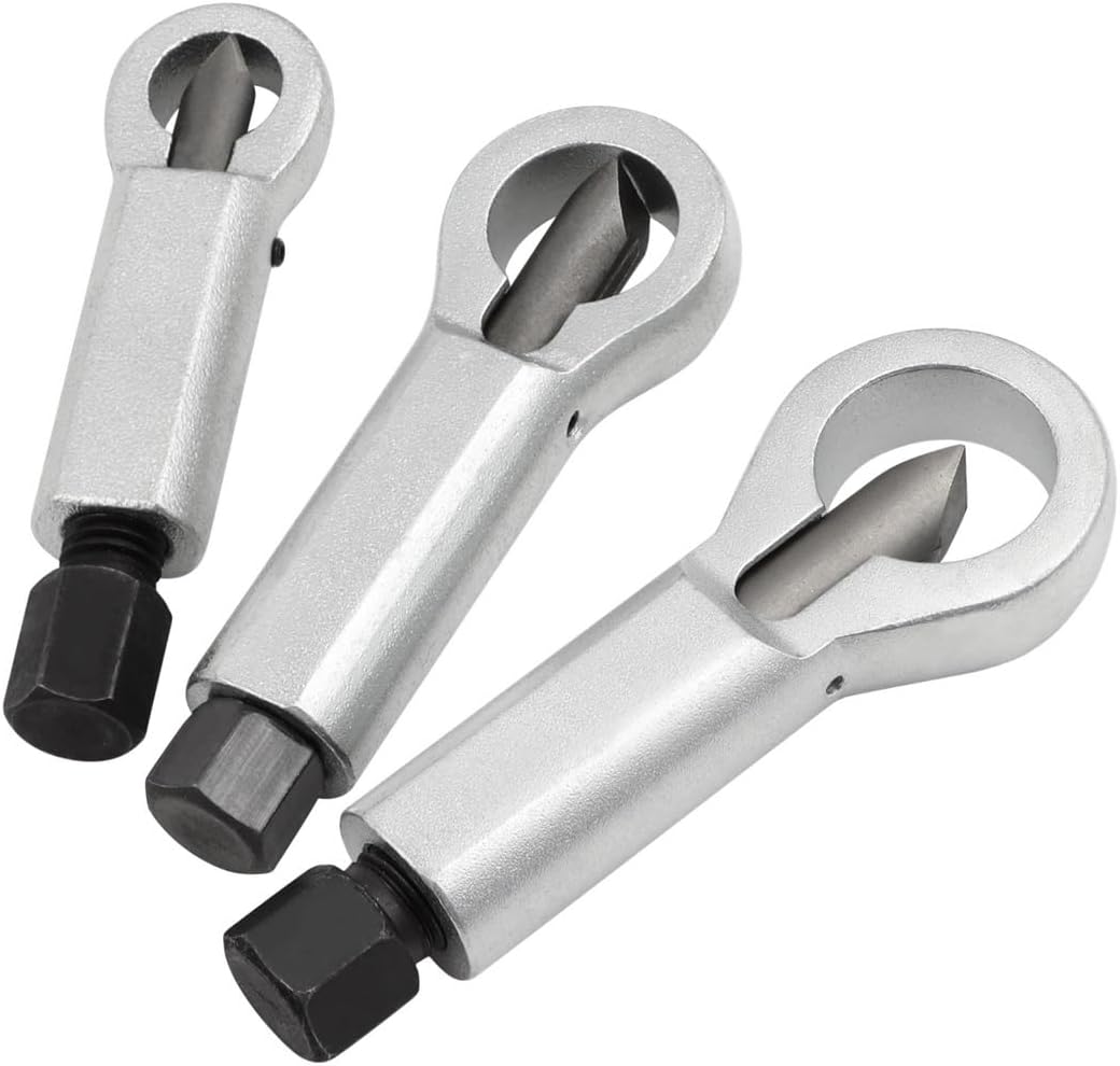 3-Piece Nut Cracker Set, Manual Nut Splitters for Removing Broken Nuts, Includes 3 Sizes for Corroded & Stuck Nut Extraction