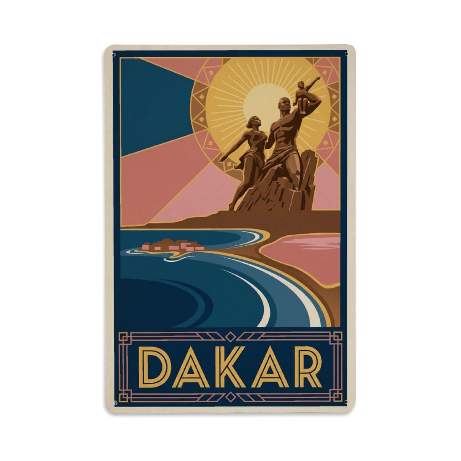 Metal Tin Sign Vintage Travel Senegal Dakar