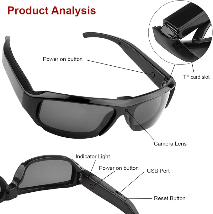 Cámaras y Accesorios > Cámaras de Video y Deportivas - Smart Glasses con Cámara 1080P y Gran Angular miniatura 9