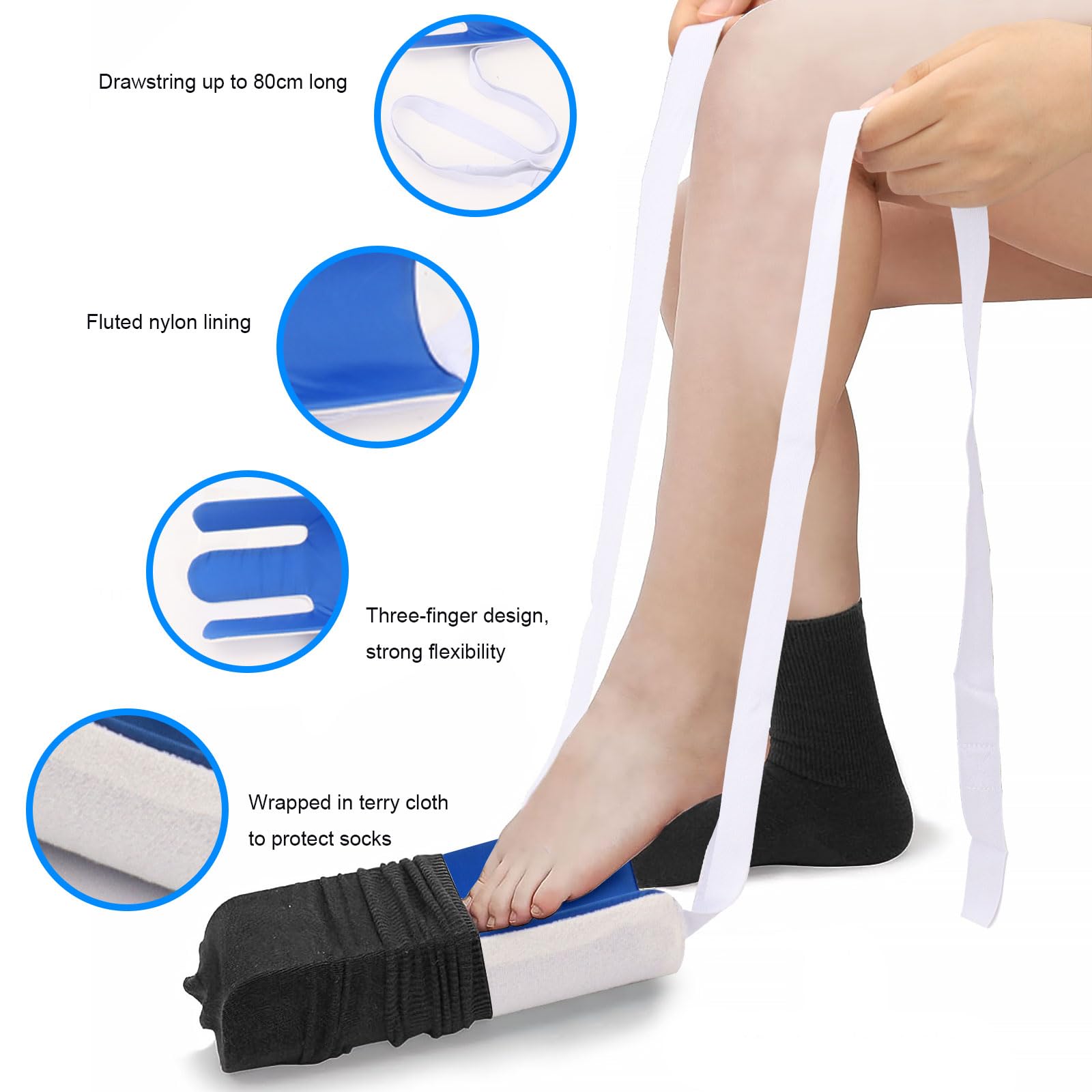 Sock Aid Shoehorn Set including Extendable Grabber Stick,Dressing Aids for The Elderly,Pregnant Women and Disabled People,Enhanced Mobility,All in One Postoperative Dressing Assistance Set - Image 3