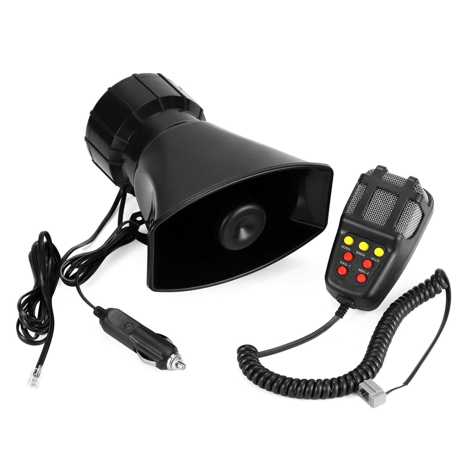 QWORK® Clacson per auto da 120 dB, 7 toni, facile collegamento tramite accendisigari, impermeabile per camion, veicoli, barche a 12V