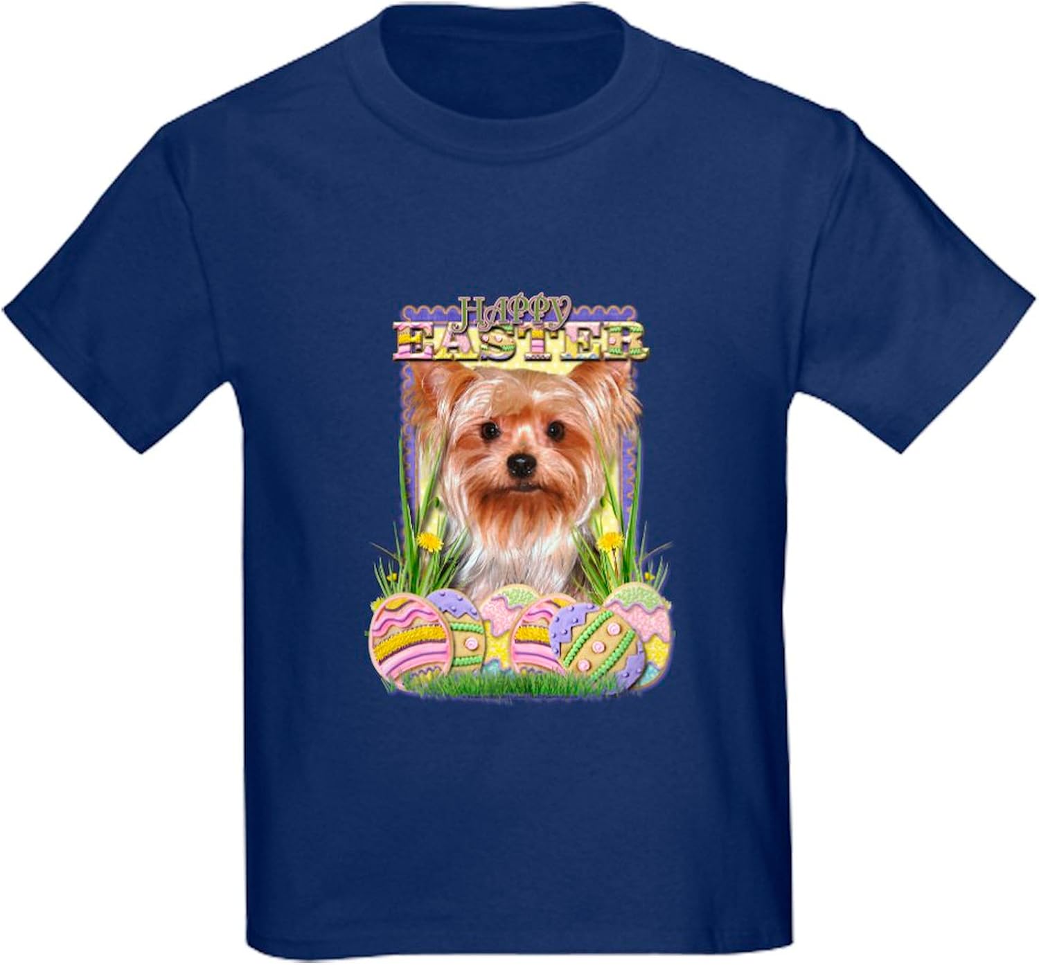 CafePress Easter Egg Cookies Yorkie Kids Dark T Shirt Kids Dark Cotton T-Shirt