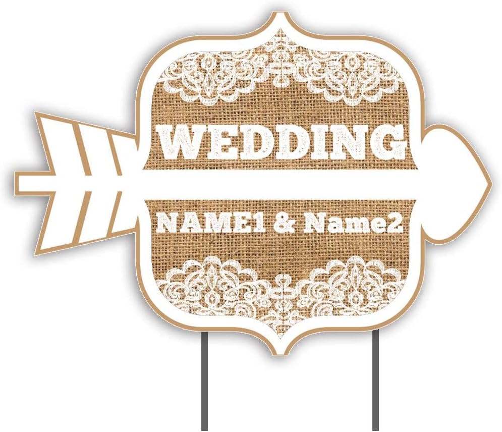 VictoryStore Custom Rustic, Vintage Wedding Directional Signs - 23.5 inches x 16.96 inches - Corrugated Plastic - 2 Stakes per Sign (2)