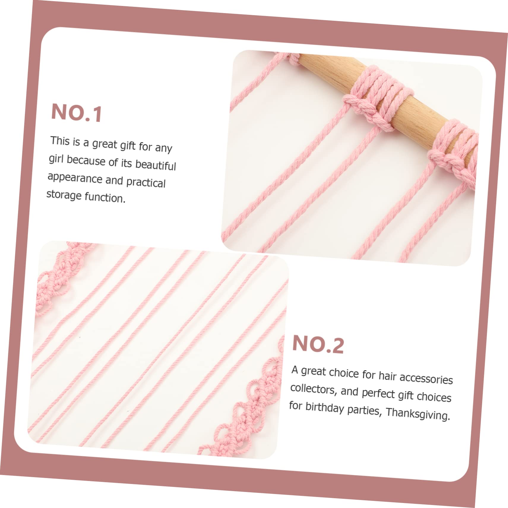 Garneck Organisateur Mural Macramé Pour Accessoires Capillaires Rangement Décoratif à Accrocher Pour Parfait Pour Nœuds Et Pinces à Cheveux Idée Colorée Pour Anniversaires Et