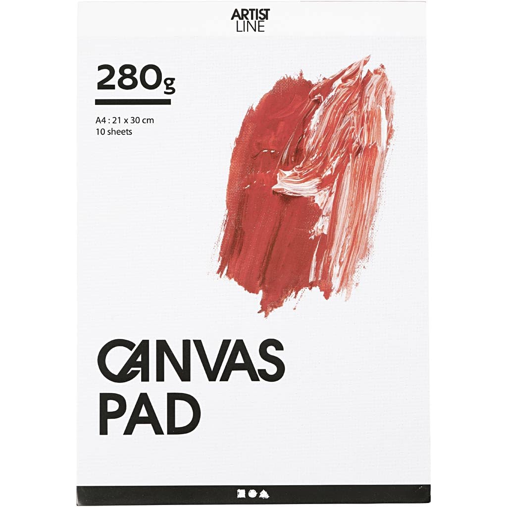 Creativ White Canvas Block - A4, 280G - Primed & Bleached - Ideal For Acrylic & Oil Paint,