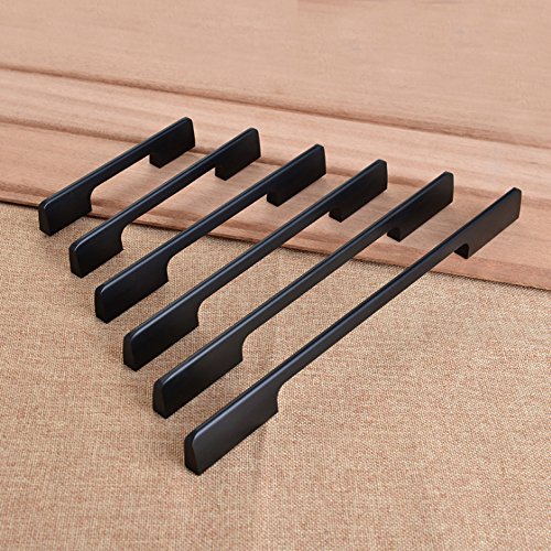 Preisvergleich Produktbild Möbel / Schrank / Schubladengriffen aus Aluminium, Verdicken moderne minimalistische Eloxierung Möbelgriffe (160mm, schwarz)