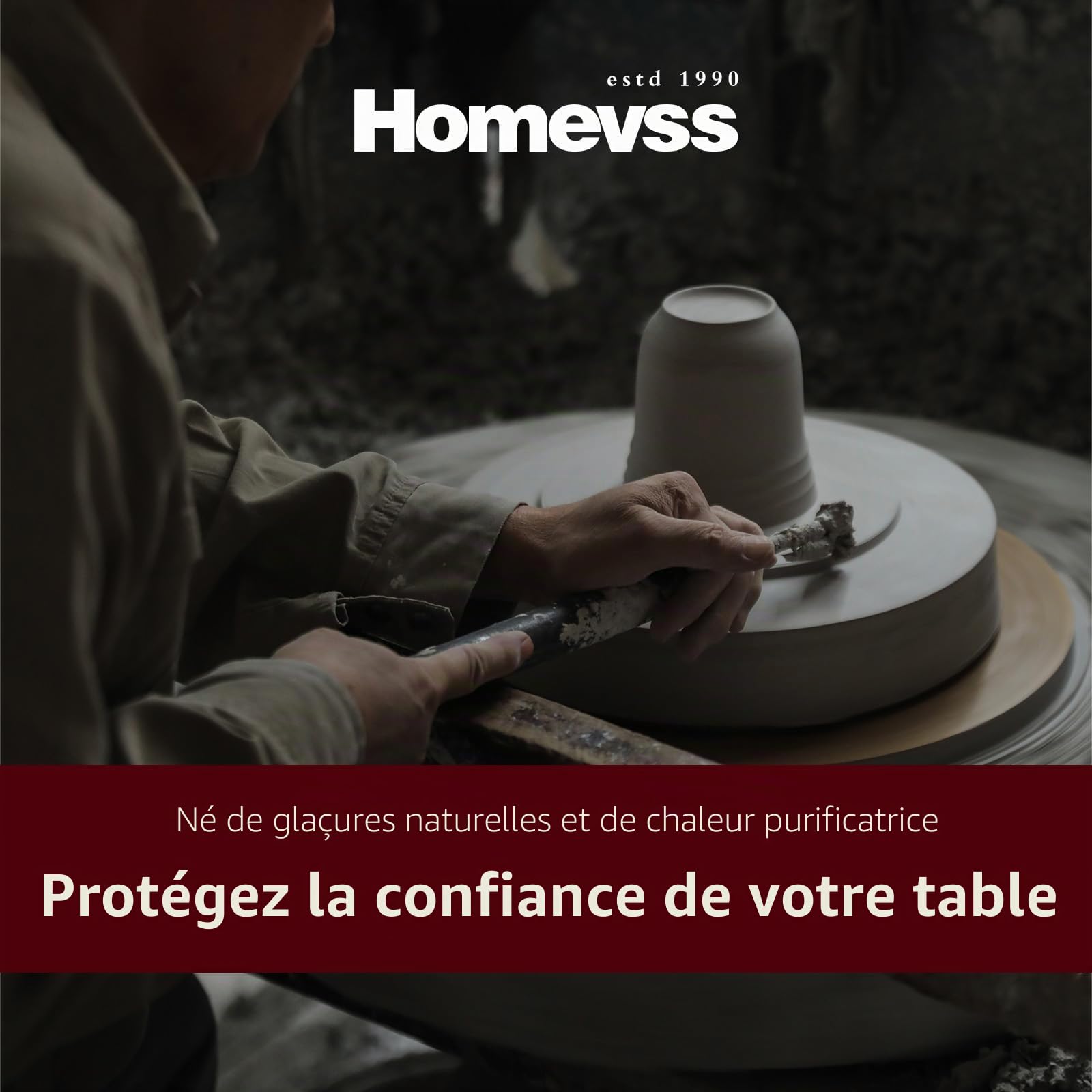 Service de table 20 pièces en grès avec bord relevable de forme nordique rose brillant avec effet moucheté