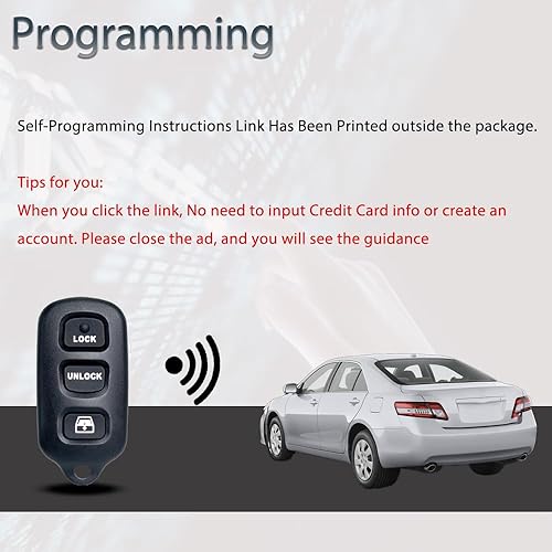 Miniatura 2 de Llavero de entrada sin llave compatible con Toyota 4Runner Sequoia 1999 2000 2001 2002 2003 2004 2005 2006 2007 2008 2009 Reemplazo de control