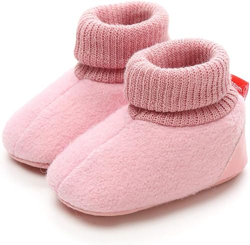 Miniatura 4 de myppgg Botines de forro polar para bebé y niña, para recién nacidos, acogedores, calcetines cálidos de invierno, antideslizantes, suela suave,