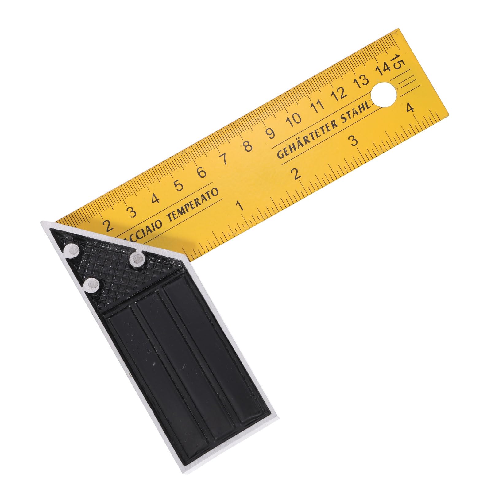sourcing map Woodworking Square Ruler 15cm Carbon Steel Try Square Precision Framing Carpenter Tool Right Angle Ruler with Aluminium Handle for Professional Carpentry, Yellow Black
