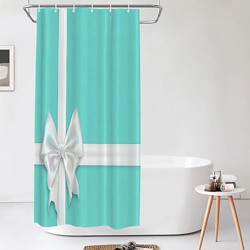 Vista 17 de Shrahala Brilliant Round Brilliants - Cortina de ducha decorativa con diamantes, azul turquesa, decoración de baño, fibra de poliéster, impermeable