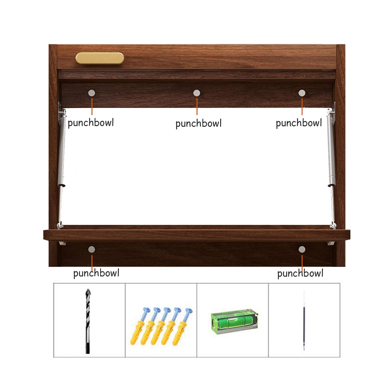 Cact - Scrivania pieghevole da parete, salvaspazio, montata su legno, per computer portatile, per piccole stanze, design galleggiante (C 36 cm / 14.1in), ideale per casa, ufficio e studio