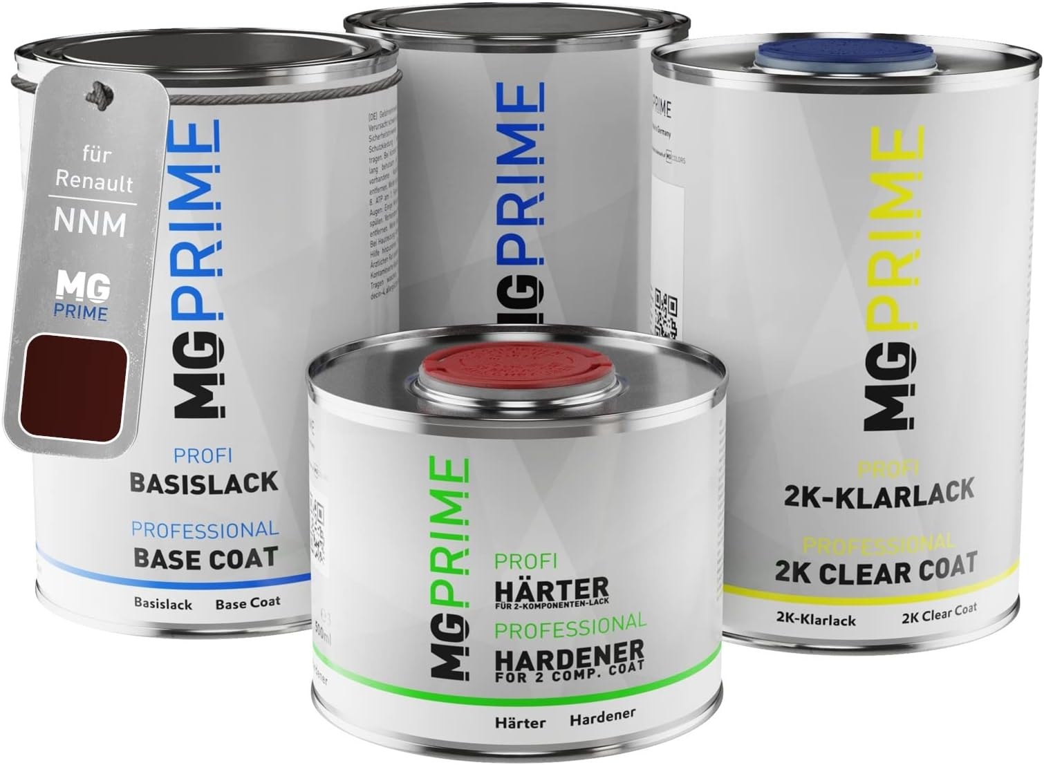 MG PRIME Car paint Can set for Renault NNM Grenat Nacre/Bordeaux Rot under + base coat 2K clear coat hardener ready-to-spray 3.5l