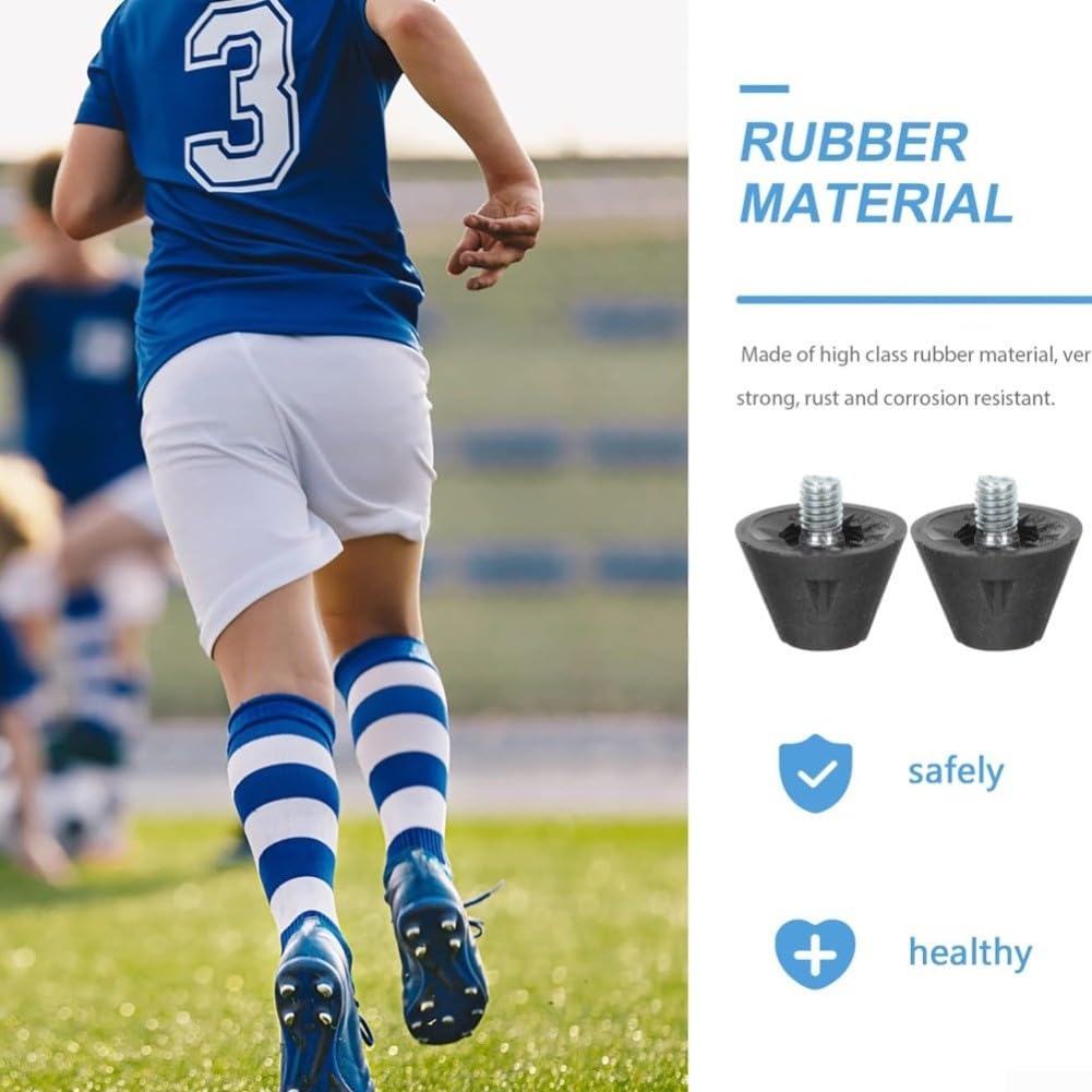 Confezione da 14 tacchetti da calcio da 13 mm con chiave, filettatura M5, tacchetti antiscivolo ad alta aderenza, di ricambio per terreni morbidi bagnati, neri