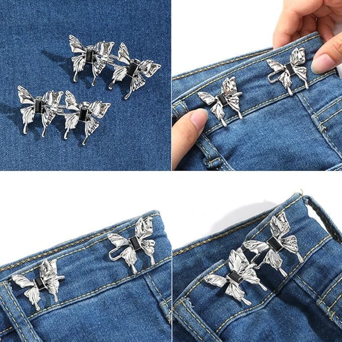 Image of YEKDA Denim Button Kit - 2 PCS Assorted Jeans Buttons for Quick Fix & DIY Adjustment - No-Sew Snap-On Metal Buttons for Pants, Skirts, Shorts - Easy Waist Size ControlMATEL BTRFLY 2 PC