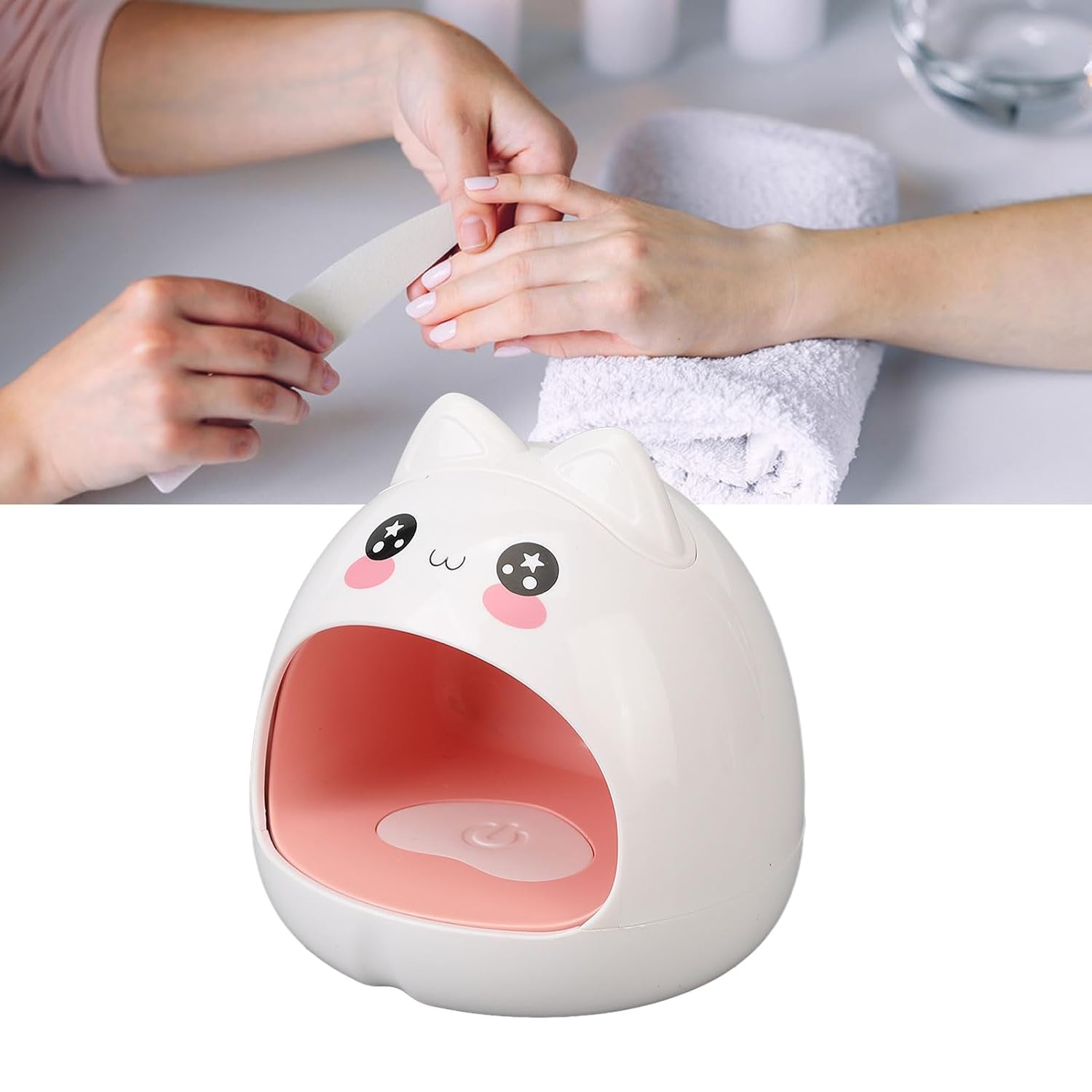 Nail Dryer, Mini LED Lamp Cute Cat Shape Fast Drying 8pcs Lamp Chips Portable Nail Light 24W Home Salon LED Nail Lamp Portable Nail Gel Dryer Curing Lamp for Nail Artists DIY