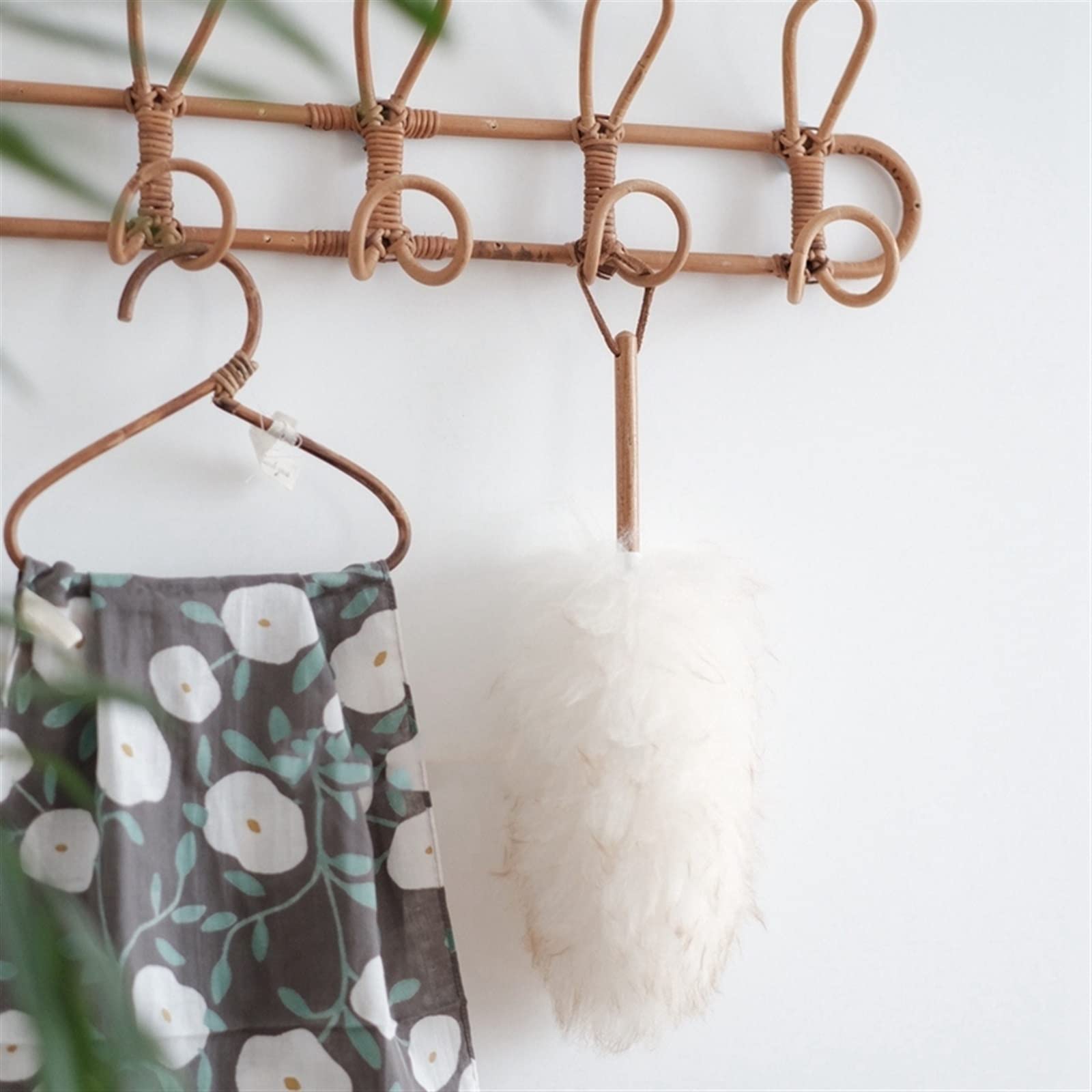 Garderobenständer zur Wandmontage, großer Vintage-Kleiderbügel aus Rattan, Organizer für Kinderkleidung, Rattan-Wandhaken, Kleiderhaken zum Aufhängen von Hüten, Raumdekor, Kleiderhaken