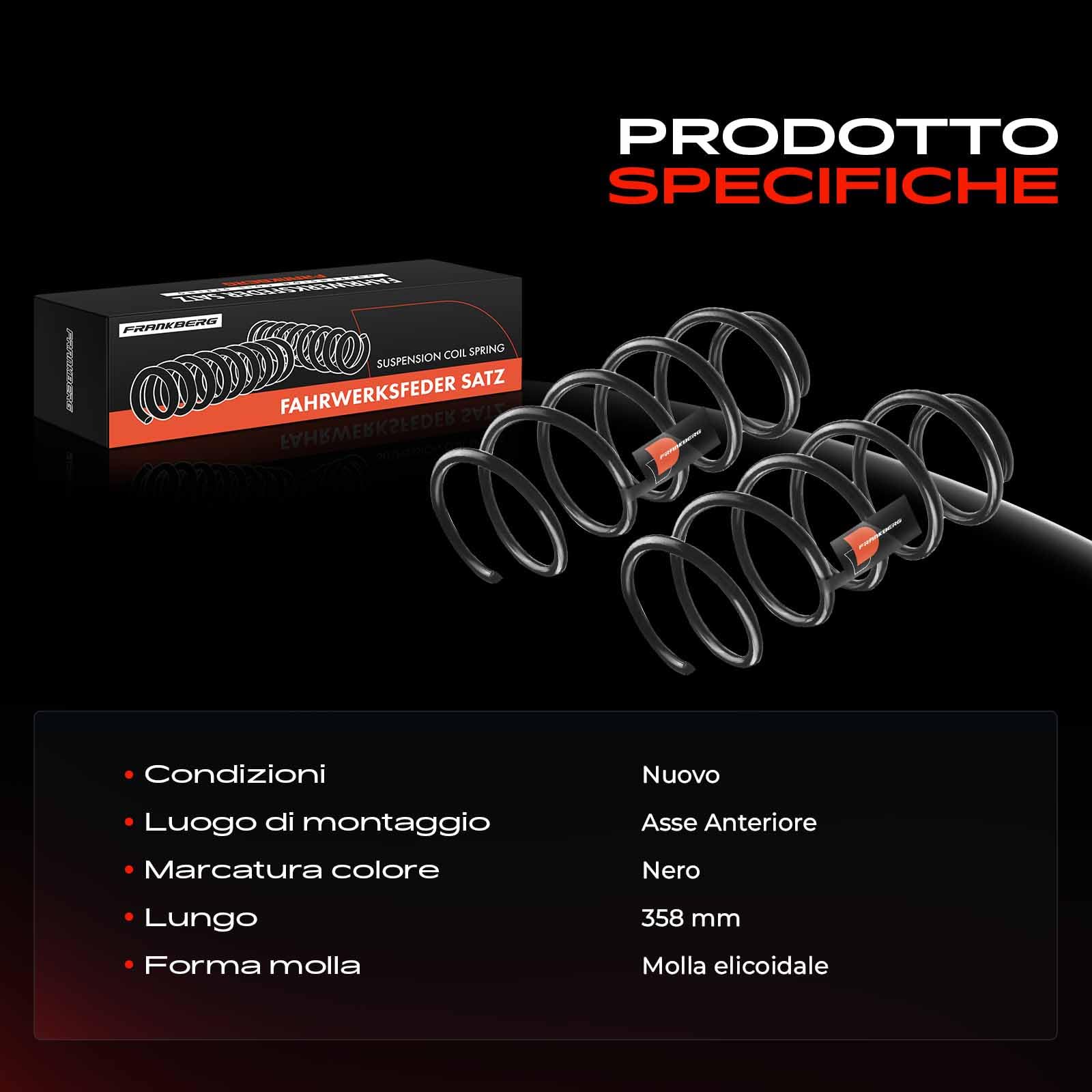 Frankberg 2x Molle autotelaio Molle sospensioni Compatibile con Fiorino Furgone/MPV 225 1.3 D MultiJet 2007-2025 Replace# 51783604,51783603