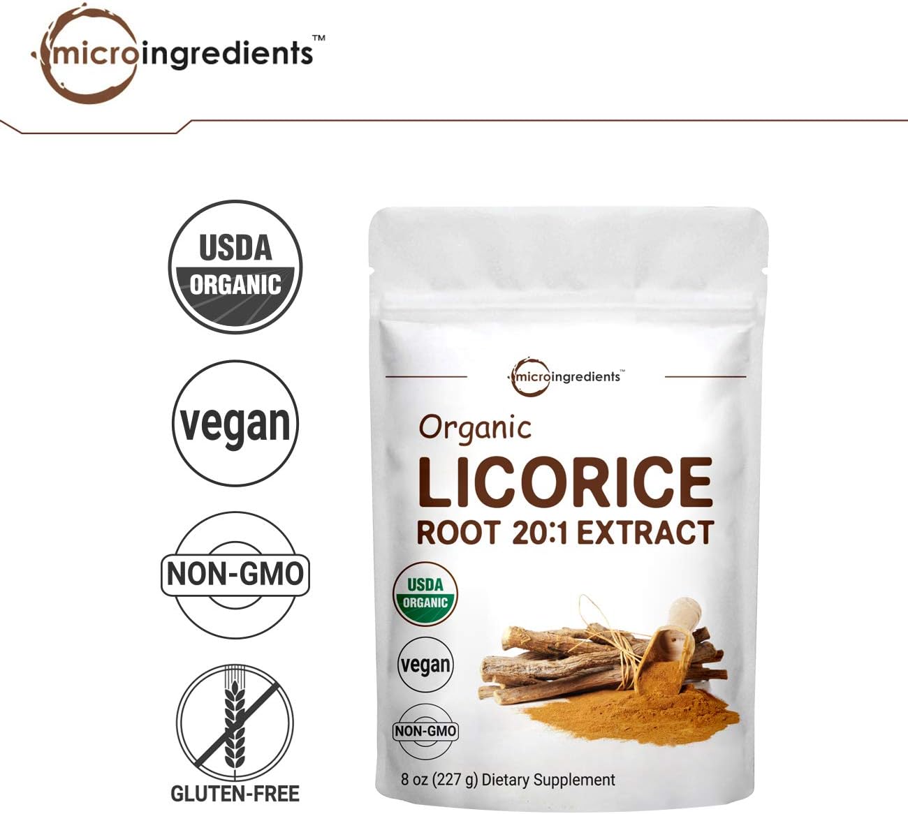 Organic Licorice Root Extract 20:1 Powder, 8 Ounce, Pure Licorice Supplement, Positively Helps Soothe Cough, Sore Throat, Clear and Comfortable Breathing, No GMOs and Vegan Friendly : Health & Household