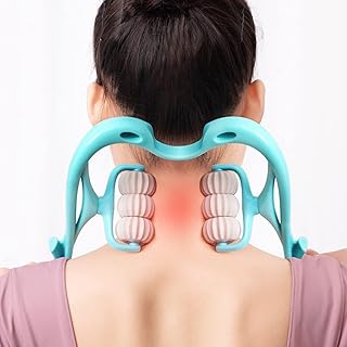 Neck Massager Manual six-wheel Cervical Massager for Neck Pain Pressure Point Neck Massager Roller Handheld Muscle Relaxer Tool for Pain Relief Deep Theracane Massager Self-massaging Gift for Women & Men