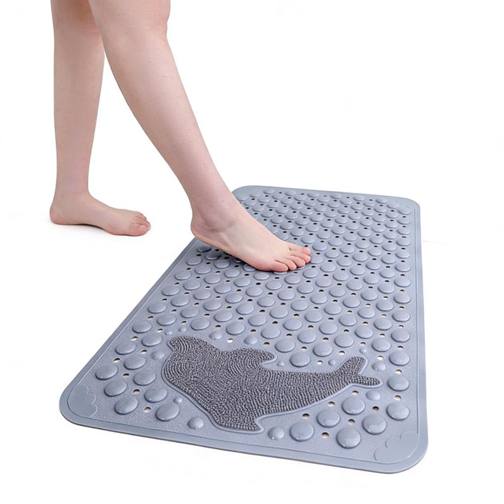 Alfombrilla antideslizante de PVC antideslizante para baño con patrón de delfín, lavable a máquina, almohadilla gruesa para cepillo de masaje con ventosas (54 x 85 cm (1150 g)