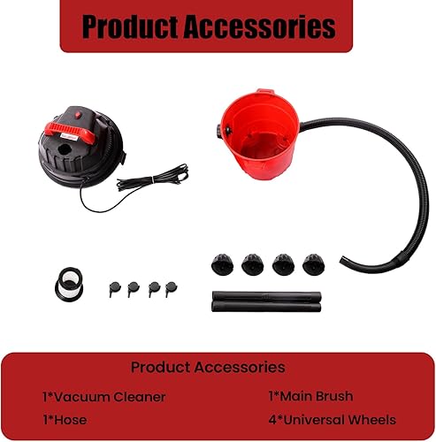 Miniatura 6 de Aspiradora de tienda en seco y húmedo de 2.65 galones, potente aspiradora de succión con accesorios, aspiradora portátil de alta resistencia con