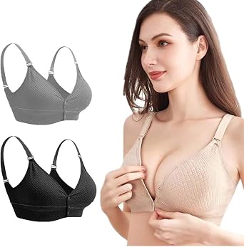 3 Pack Cozy Sleep Bras for Women, Comfort Seamless Wireless Stretchy Front/Snap Bra,Yoga Bras, with Removable Pads