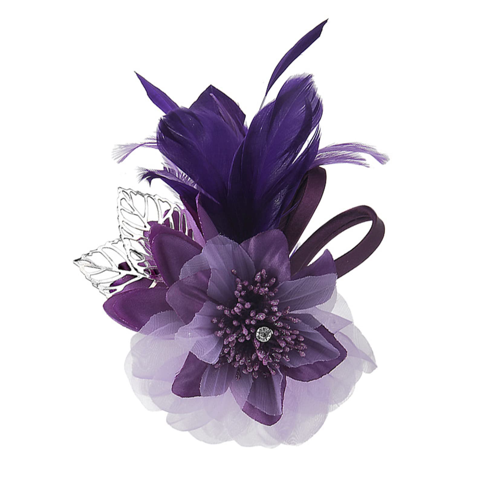 Song Qing Women's Fascinator Feather Tea Party Hat Hair Clip Pin Brooch Corsage Bridal Hairband Derby Hat Cocktail Wedding