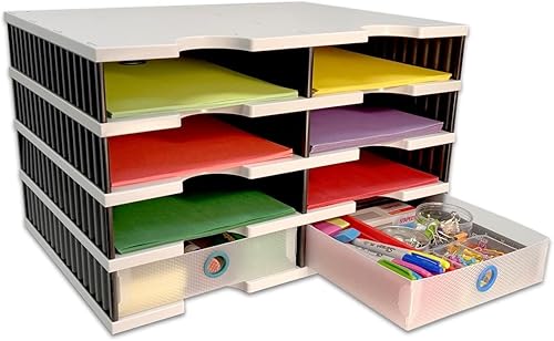 Ultimate Office Organizador de escritorio con 8 bandejas de letras y 2 cajones de suministro, rectangular, 19 1/8 pulgadas de ancho x 12 pulgadas de