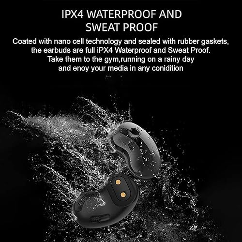 Miniatura 7 de Acuvar Auriculares totalmente inalámbricos Bluetooth 5.1 recargables iPX4 impermeables a prueba de sudor con micrófono, micro USB LCD, estuche de