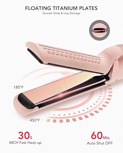 Miniatura 9 de TOSAGE Plancha de vapor para el cabello, alisador profesional de turmalina de cerámica con placas flotantes para peinar el cabello, alisador con