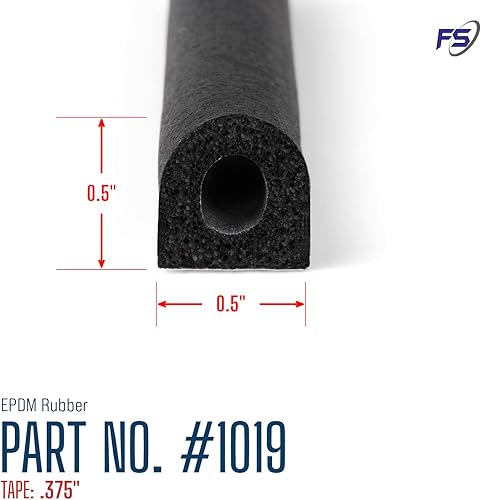 Miniatura 10 de FlexSeals ES3533BPS.50 - Sello de goma en forma de D, 0.61 pulgadas de ancho, 0.36 pulgadas de alto, 25 pies de largo, cinta adhesiva estándar,