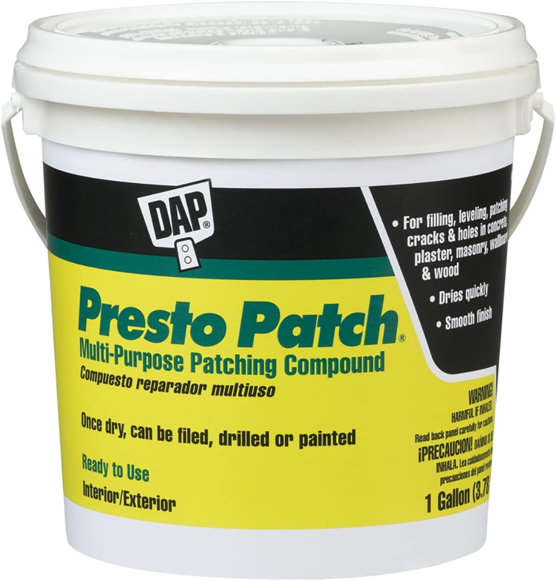 Presto Patch Ready-Mixed Multi-Purpose Patching Compound, White, 1 Gal (7079858555)