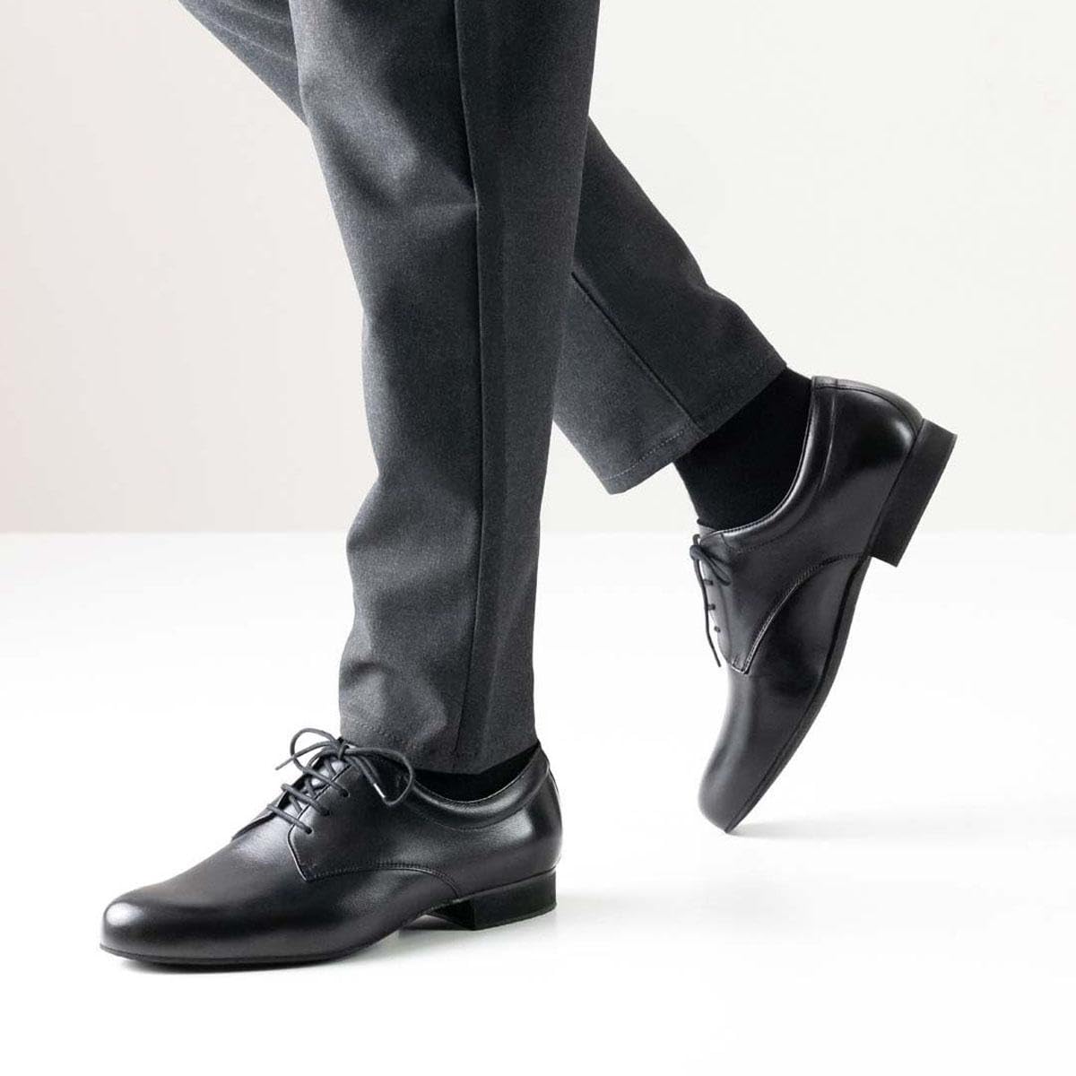 Werner Kern Herren Tanzschuhe Perugia 28064 - Leder Schwarz - Extra Weit - 2 cm Micro-Heel - Rauledersohle - Made in Italy