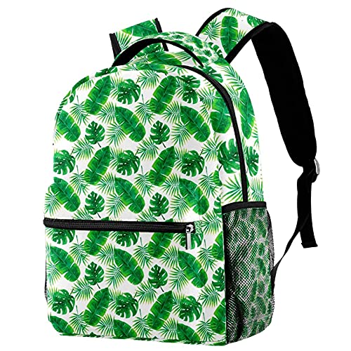 Sac à dos voyage avec porte-bouteille et motif tropical vert