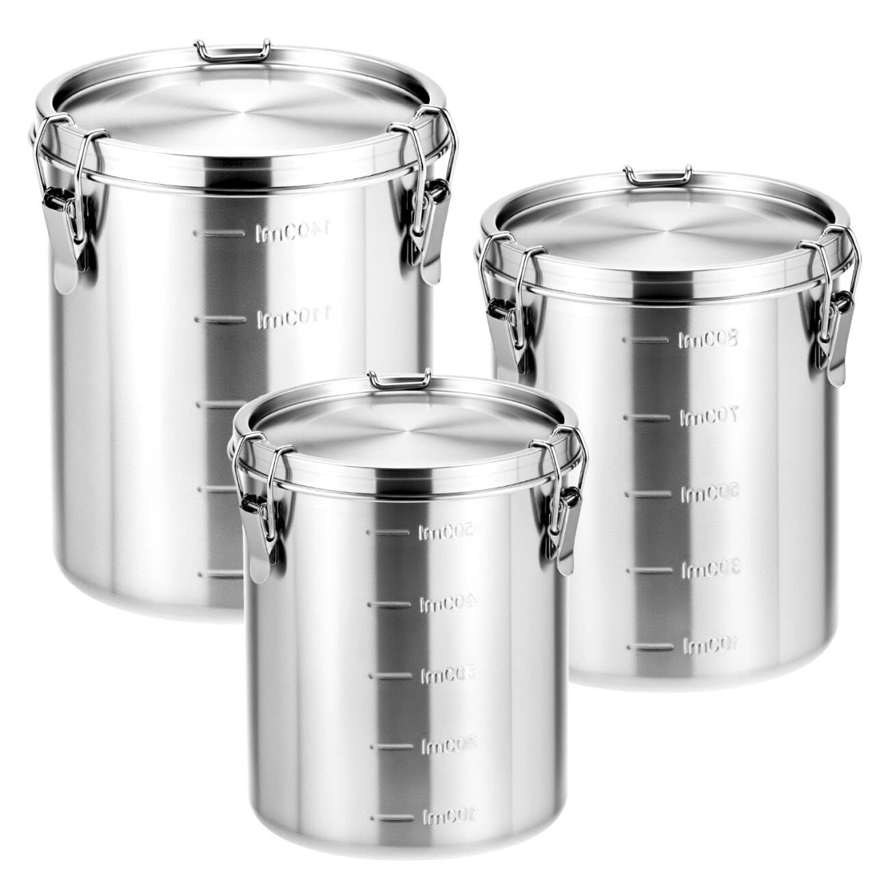 Amazon.com: QWORK 304 Stainless Steel Airtight Canisters Set, 3