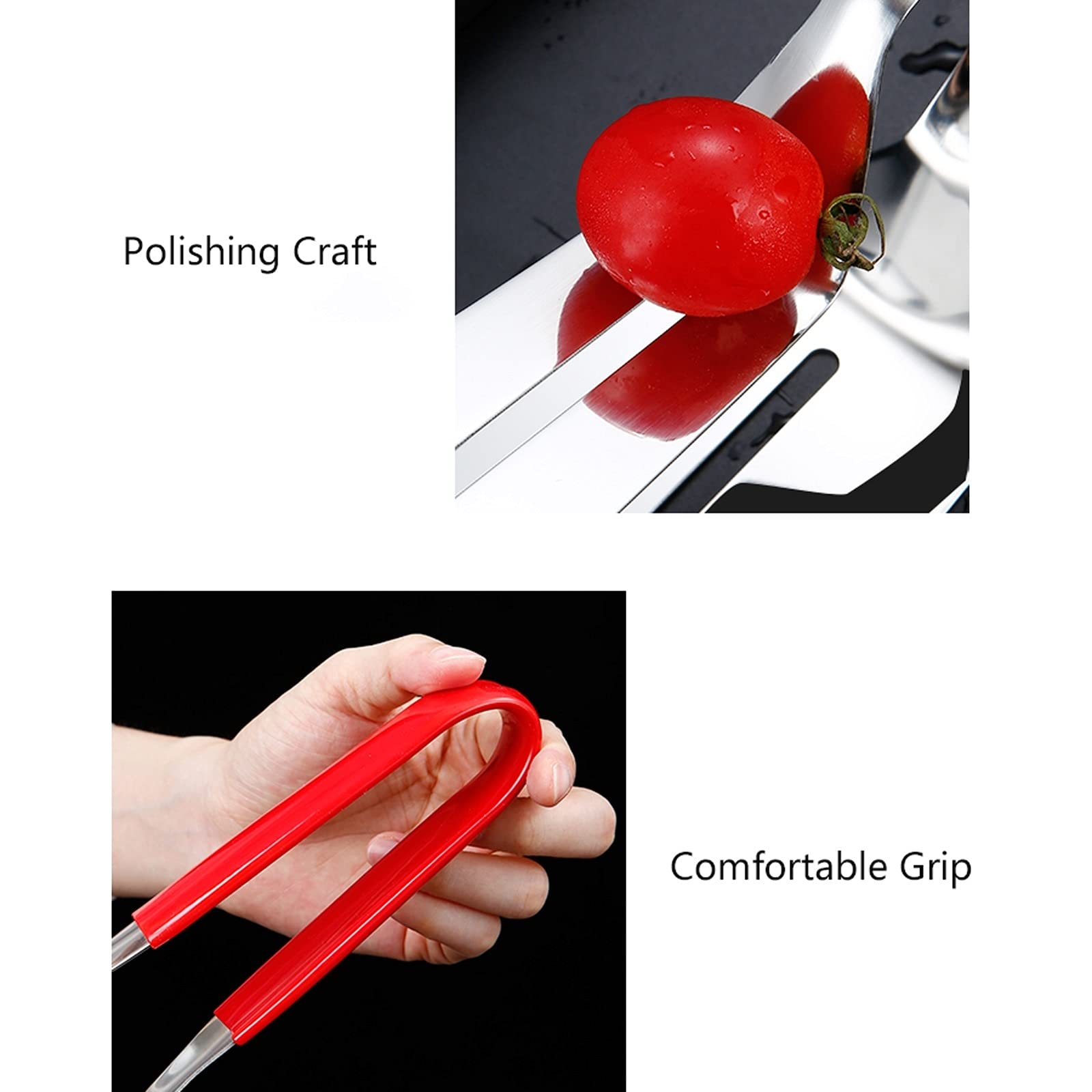 ACiyD Kitchens Tongs Edelstahl-Küchenzange Anti-Verbrühung 10,2-Zoll-Speisewender-Zange for Fischsteak Pfannkuchen BBQ (Rot) Grillzange (Size : 1pack) (Red 1pack)