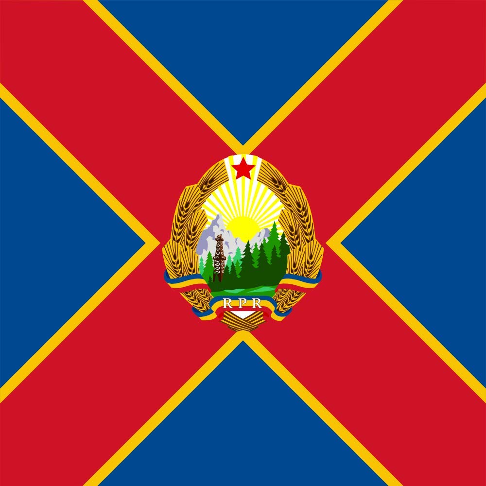 Drapeau XL Naval jack of Romania 1954-1965 de 2.16m² aux finitions soignées pour collectionneur