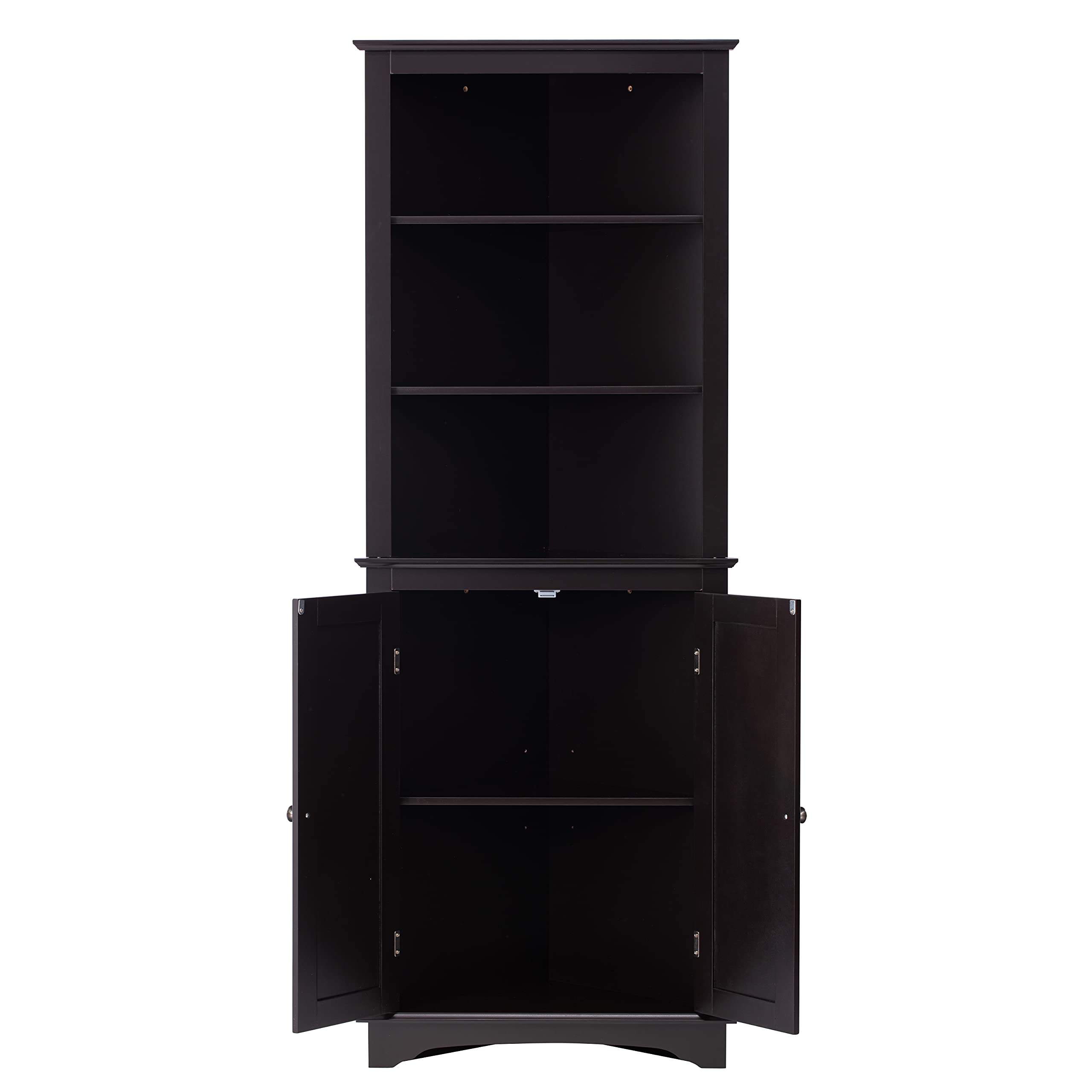 Spirich Home Tall Corner with Two Doors and Three Tier Shelves