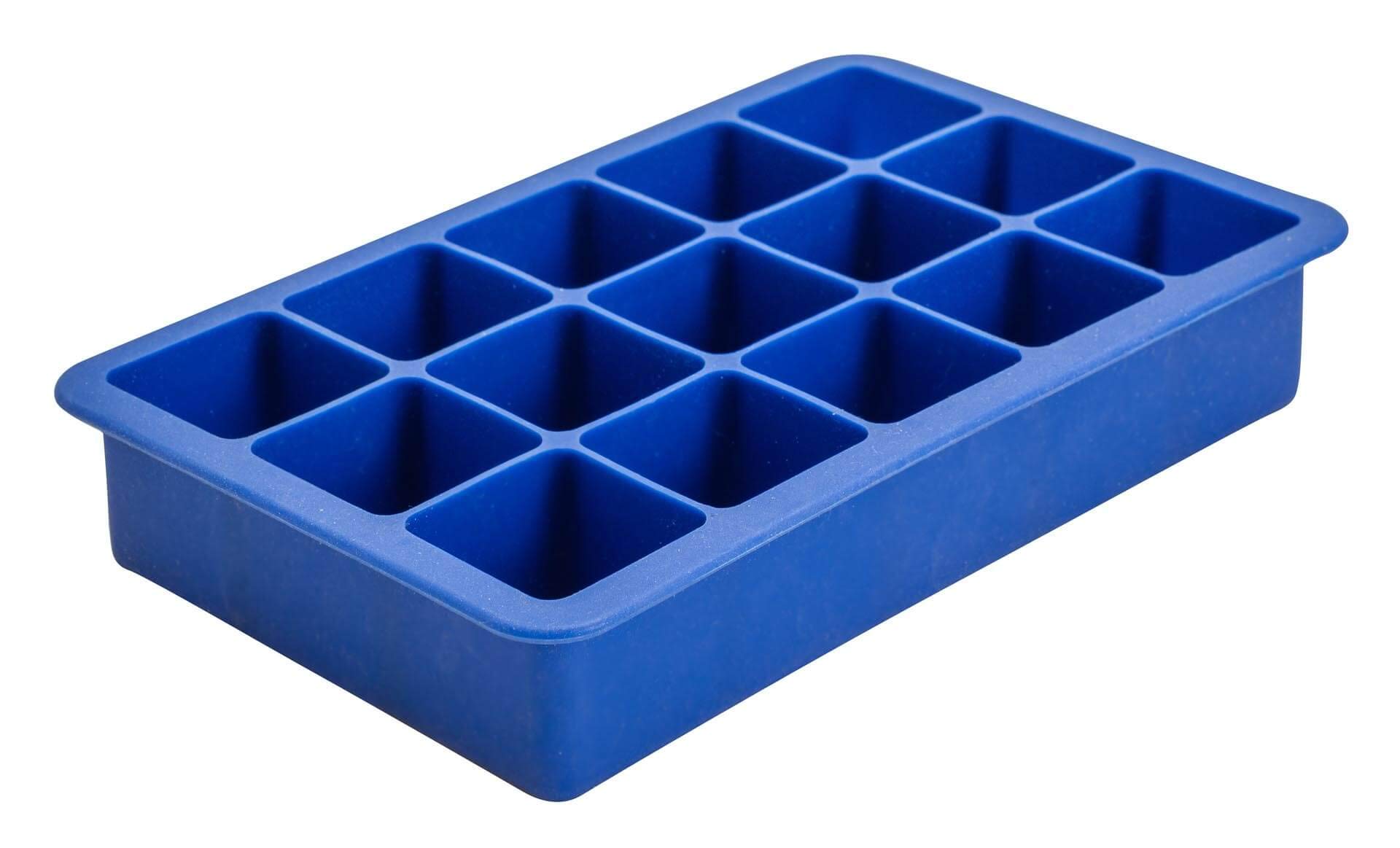 Beaumont 15 Cavity Silicone Ice Cube Mould, Blue - Easy to Remove Cubes, Flexible Hard-Wearing Design, 184mm Length, Ideal for Bars and Home Use