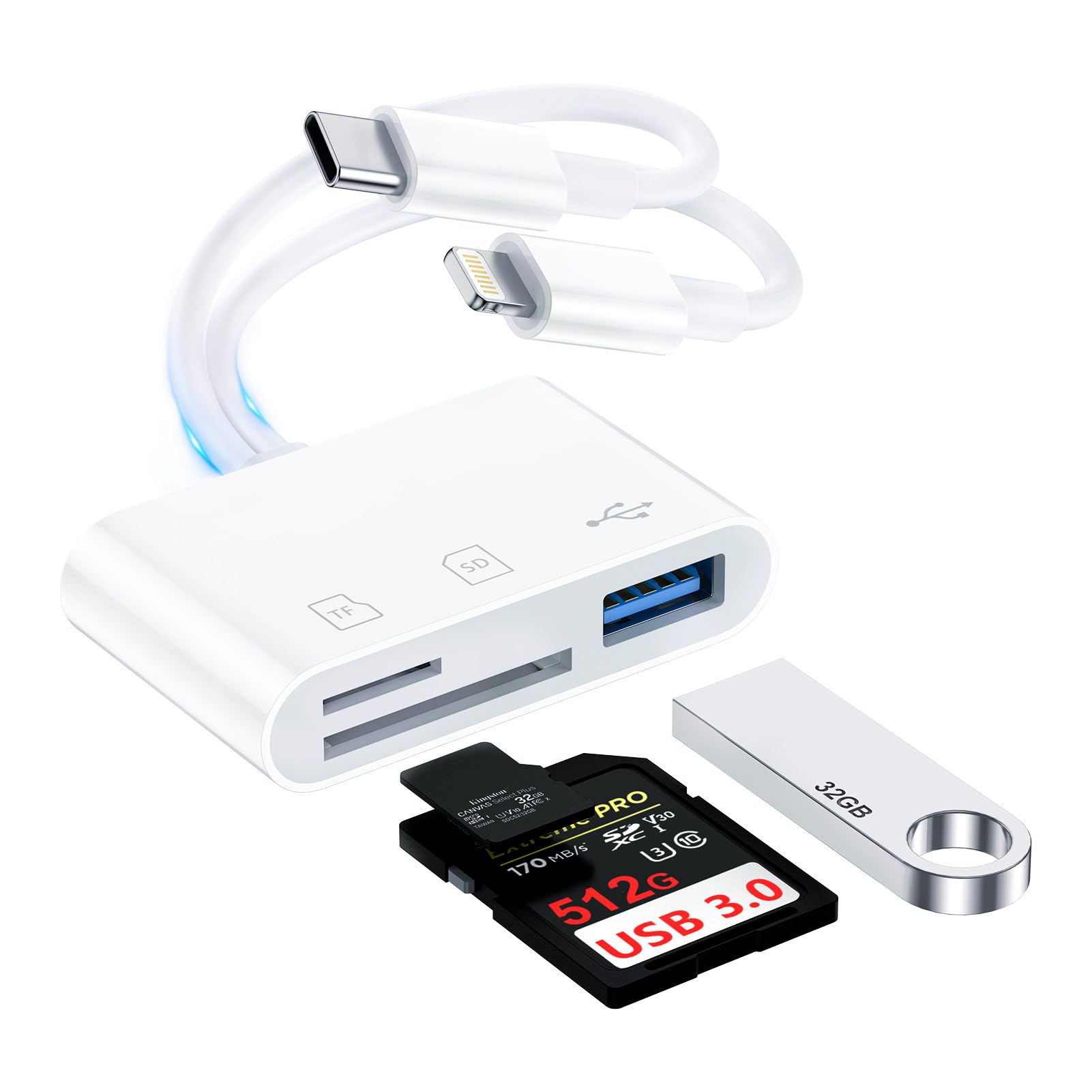 GAEF iPhone SDカードリーダー 3 in 2 Lightning &…