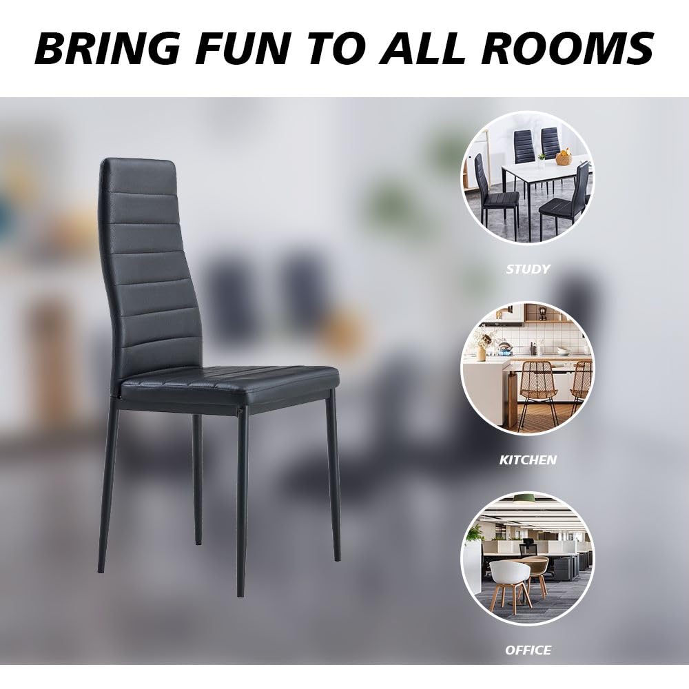 Stanew Pack de 6 Sillas de Comedor, Sillas de Comedor Modernas, Asiento Grueso Acolchado, Respaldo Juego Sillas de Cocina (Negro)
