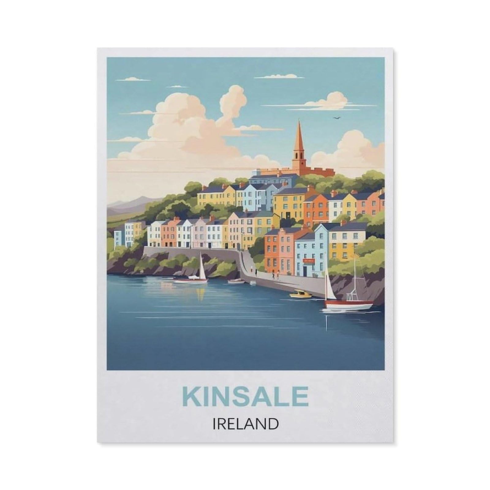 Vintage Wall Decor Metal Poster Plaque，Kinsale Ireland(15x30cm）